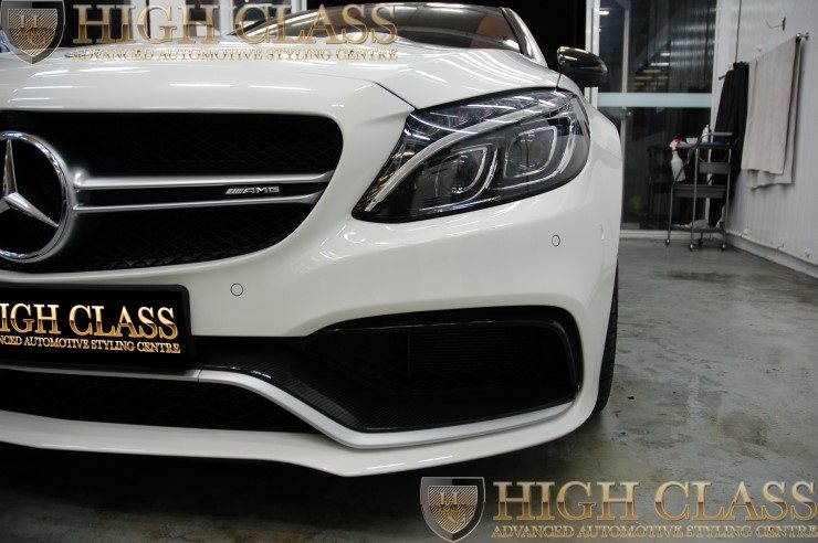 벤츠 C63 AMG 본넷PPF + 앞범퍼PPF + 사이드스커트 카본 PPF [창원하이클라스]