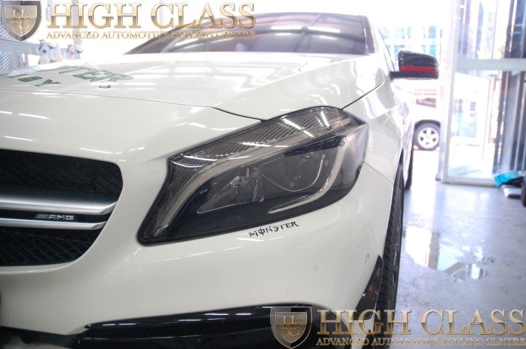 자동차 라이트필름 테일램프 PPF 앞뒤로 스모그색상 선택한 벤츠 A45 AMG 멋져요!!