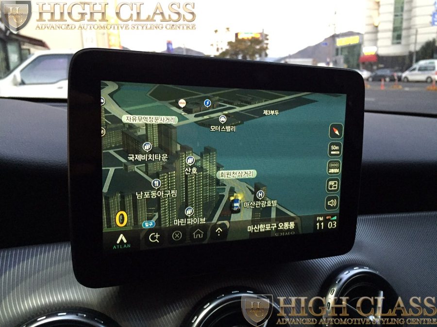 창원 네비매립 벤츠 GLA200d에 아틀란3D N링크2 시공