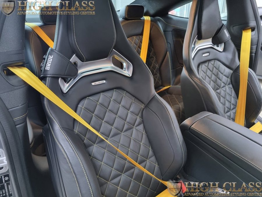 벤츠 C클래스 C63 AMG 쿠페 옐로 컬러안전벨트 시공