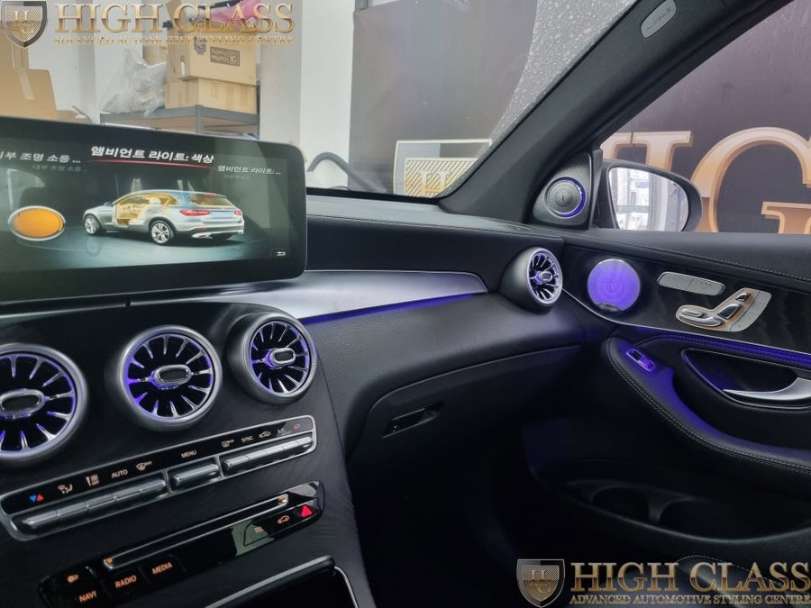 벤츠 GLC 220d 64색 구축, 전동트위터, 송풍구,대시보드, 미드레인지 엠비언트